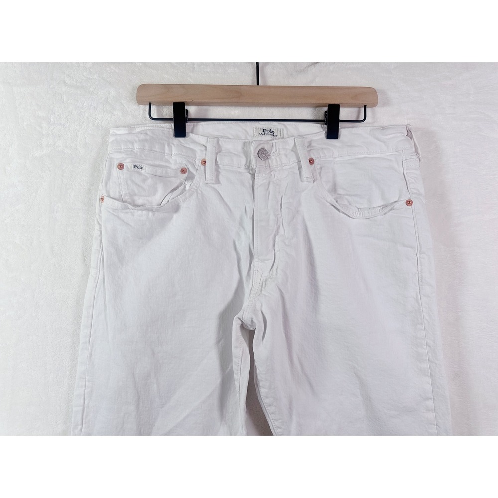 Polo Ralph Lauren Varick Slim Straight White Denim Jeans Mens 34/34 Slim Fit - Picture 14 of 16